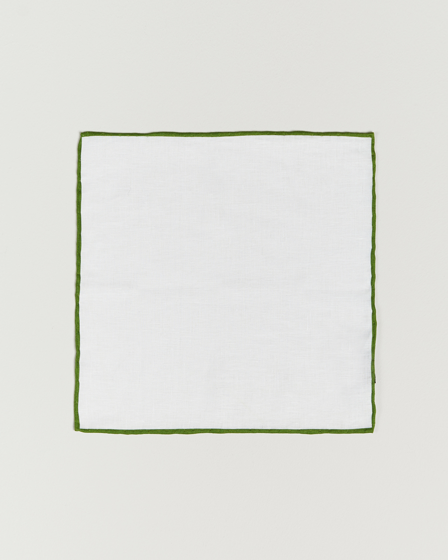 Herre | Lommetørkle | Amanda Christensen | Linen Paspoal Pocket Square White/Green
