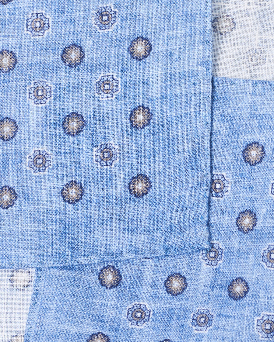 Herre | | Amanda Christensen | Linen Medallion Pocket Square Sky Blue