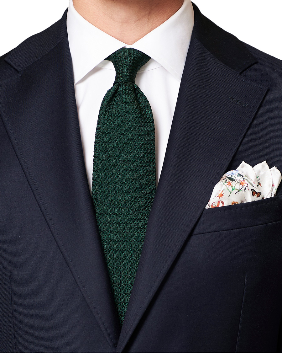Herre | | Amanda Christensen | Silk Twill Printed Pocket Square White