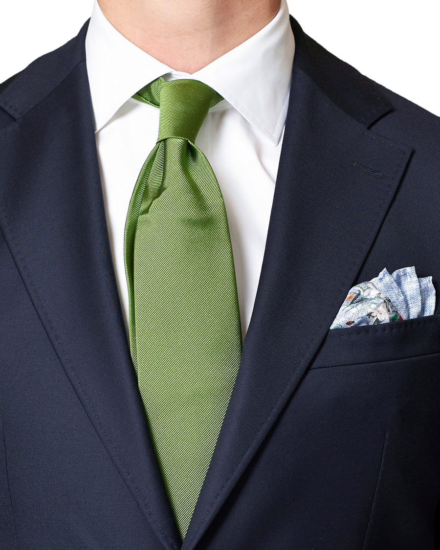 Herre | | Amanda Christensen | Silk Twill Printed Pocket Square Navy