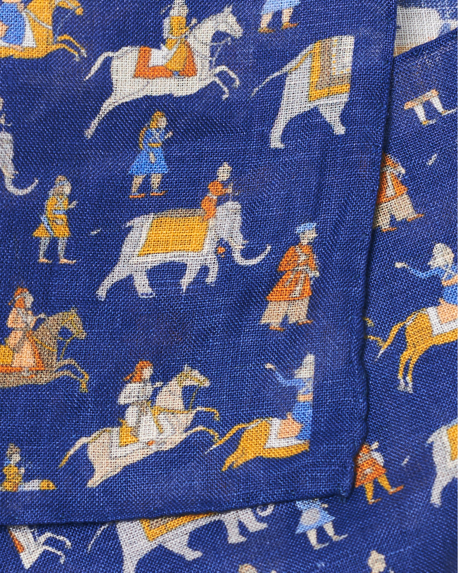 Herre | | Amanda Christensen | Linen Printed Pocket Square Navy