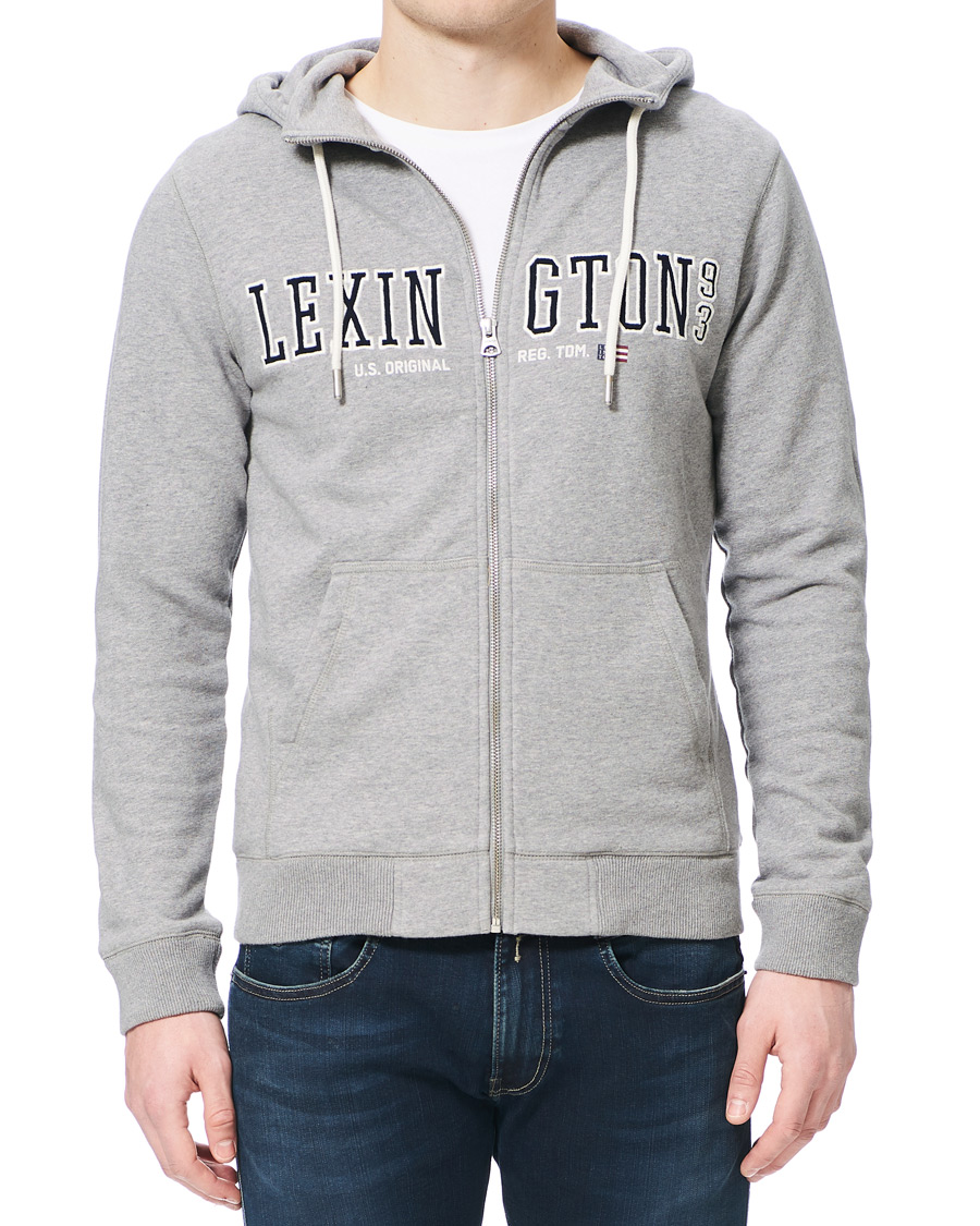 Herre | Gensere | Lexington | Michael Full Zip Logo Hoodie Grey Melange