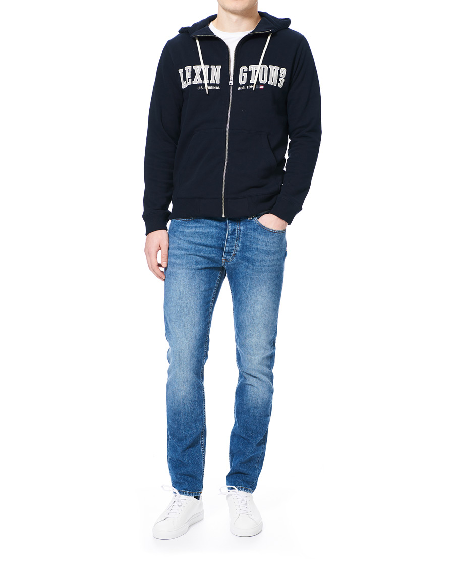 Herre | Gensere | Lexington | Michael Full Zip Logo Hoodie Dark Blue