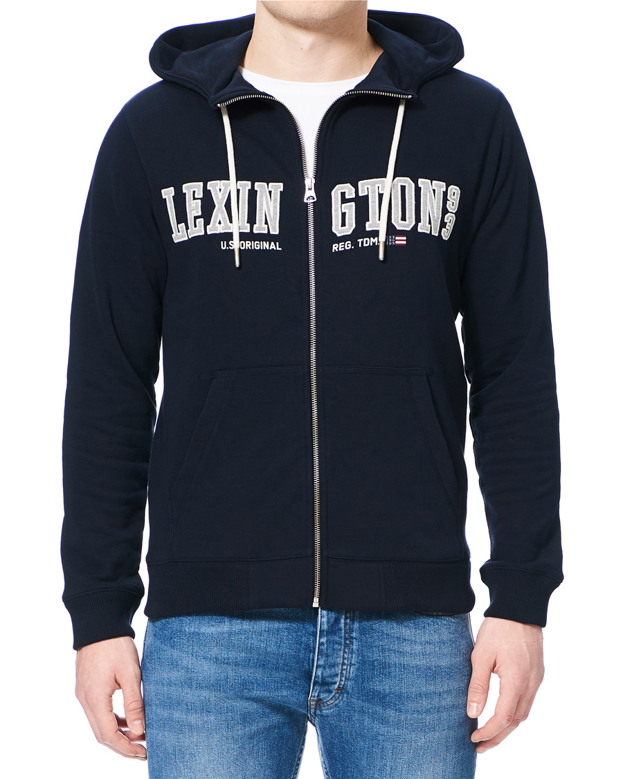 Herre | Gensere | Lexington | Michael Full Zip Logo Hoodie Dark Blue
