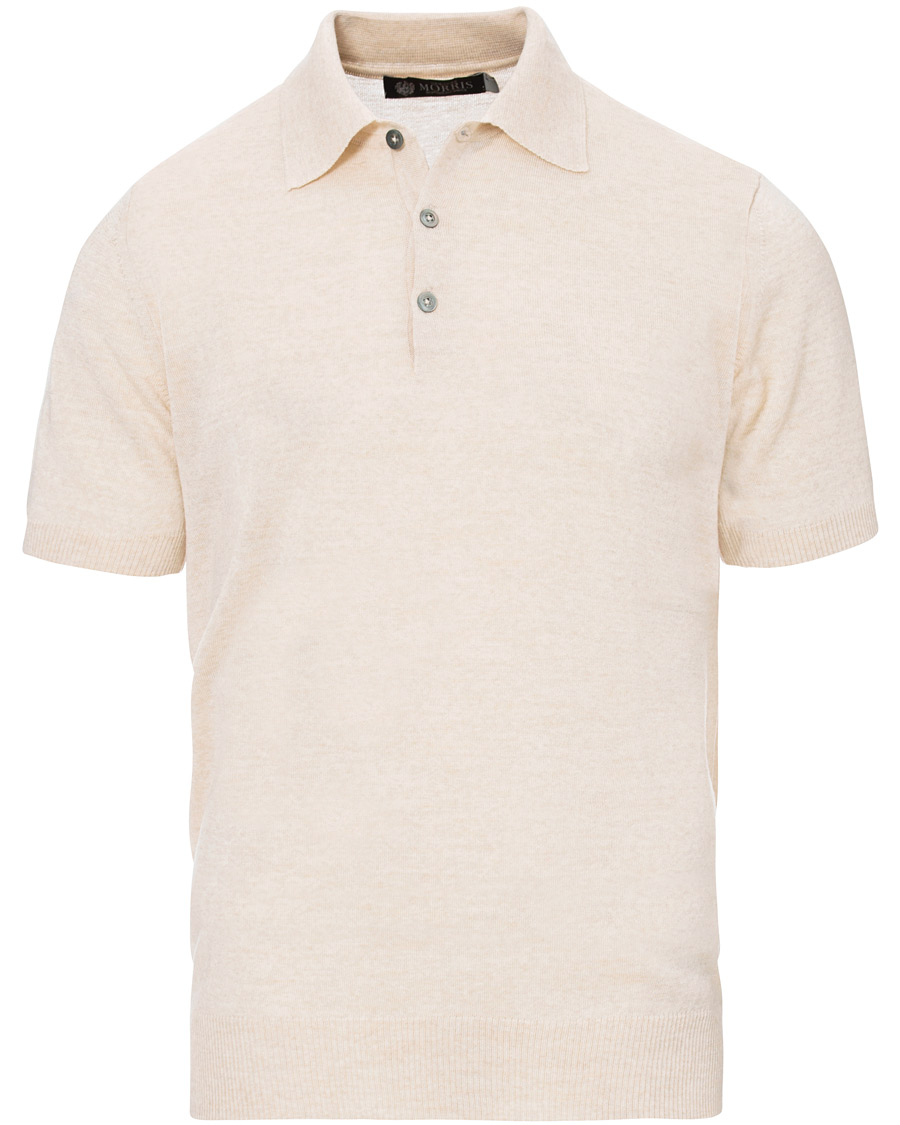 Herre | Pikéer | Morris Heritage | Short Sleeve Knitted Polo Shirt Off White