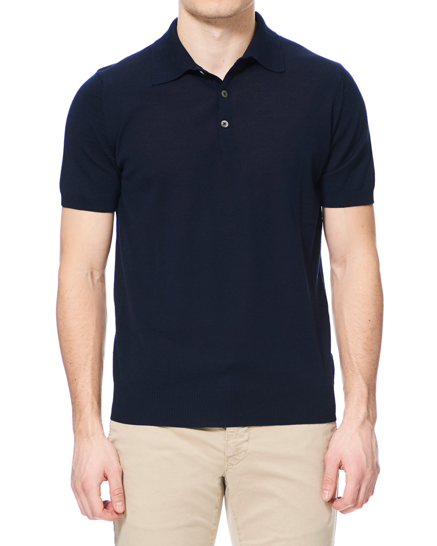 Herre | Pikéer | Morris Heritage | Short Sleeve Knitted Polo Shirt Navy