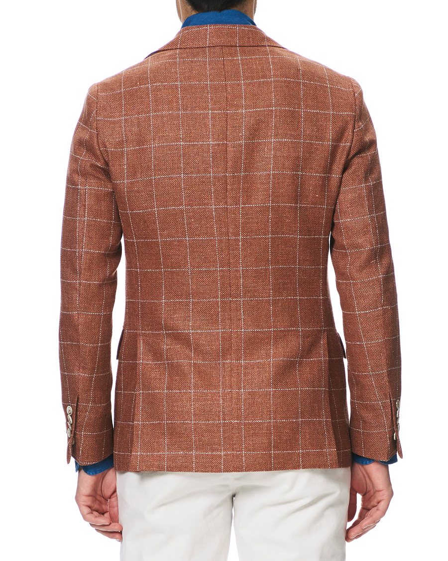 Herre | Dressjakker | Morris Heritage | Big Check Wool/Linen Blazer Orange