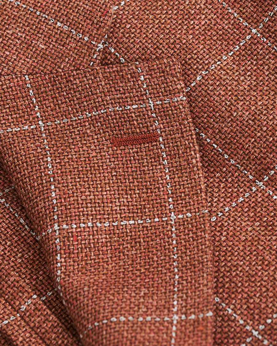 Herre | Dressjakker | Morris Heritage | Big Check Wool/Linen Blazer Orange
