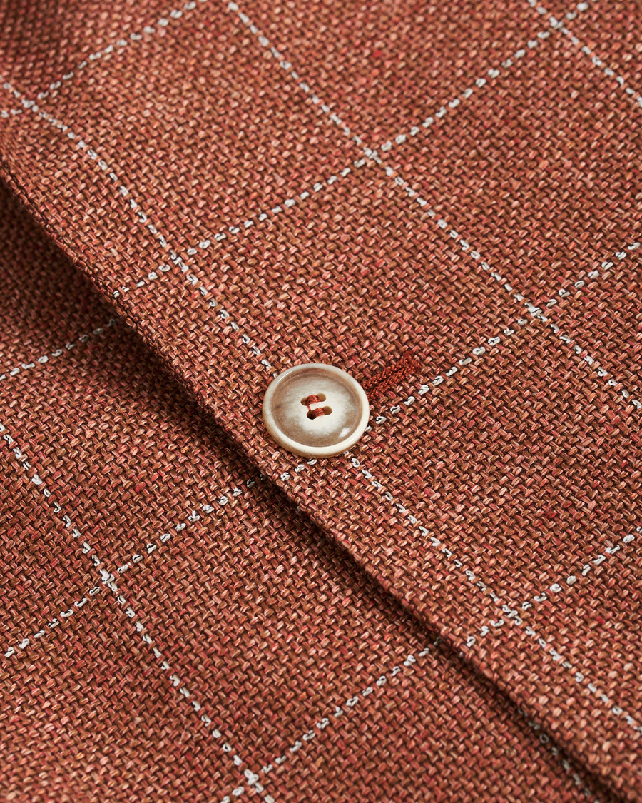 Herre | Dressjakker | Morris Heritage | Big Check Wool/Linen Blazer Orange