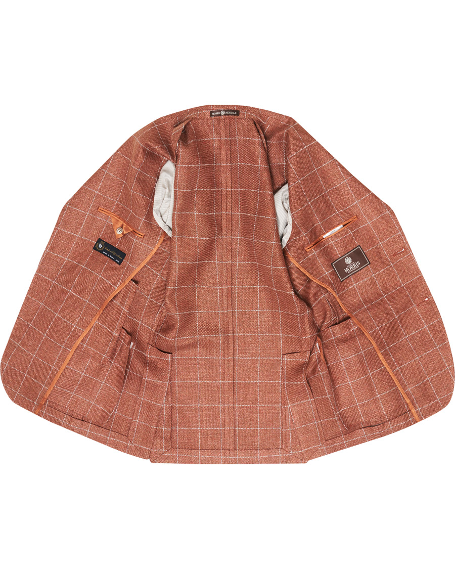 Herre | Dressjakker | Morris Heritage | Big Check Wool/Linen Blazer Orange