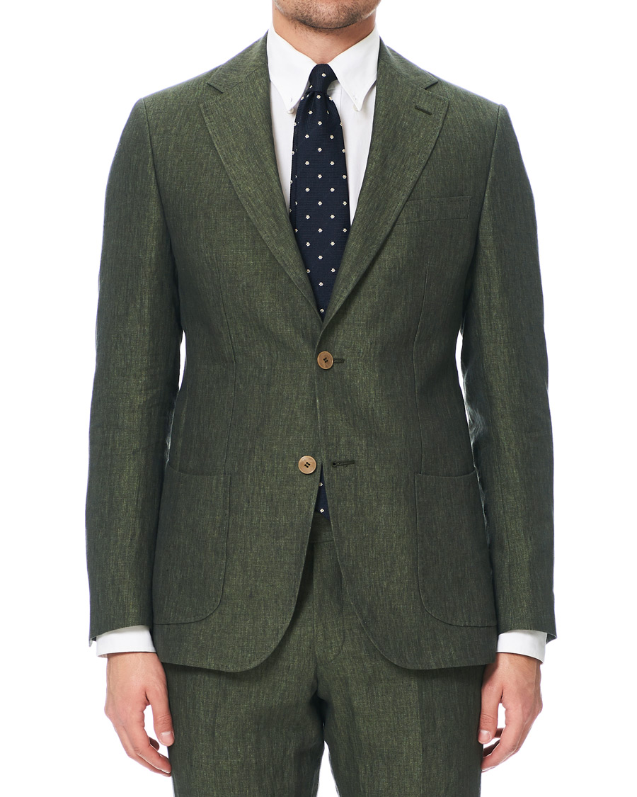 Herre | Dressjakker | Morris Heritage | Mike Patch Pocket Linen Blazer Green