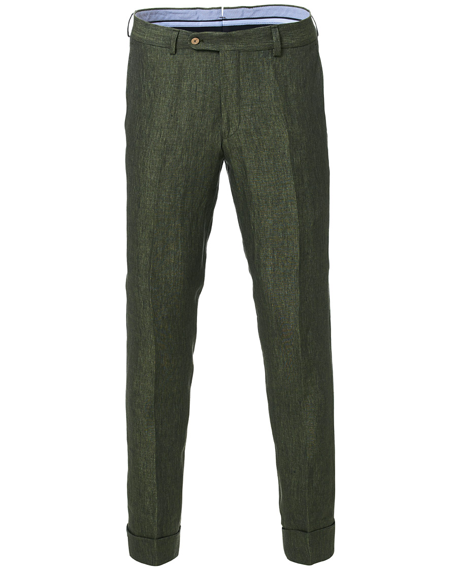 Herre | Bukser | Morris Heritage | Fred Linen Turn Up Trousers Green