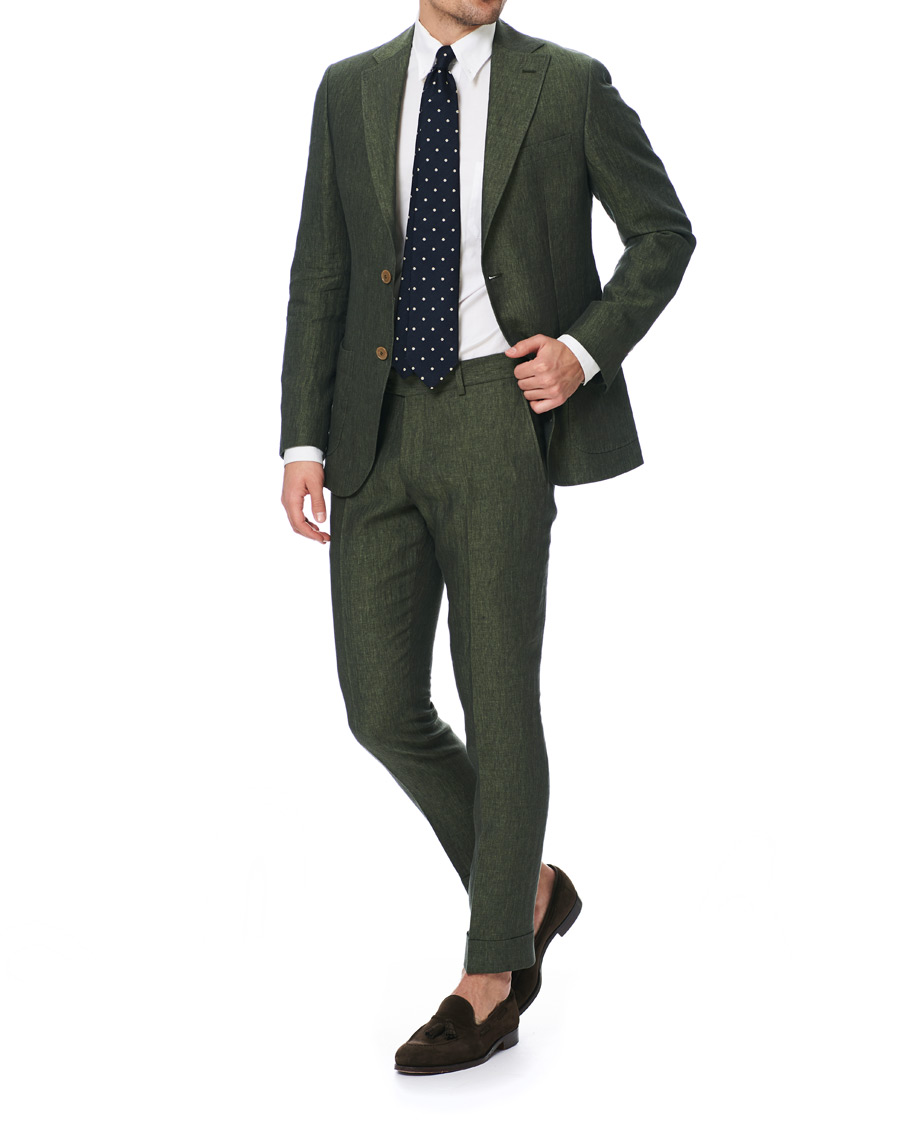 Herre | Bukser | Morris Heritage | Fred Linen Turn Up Trousers Green