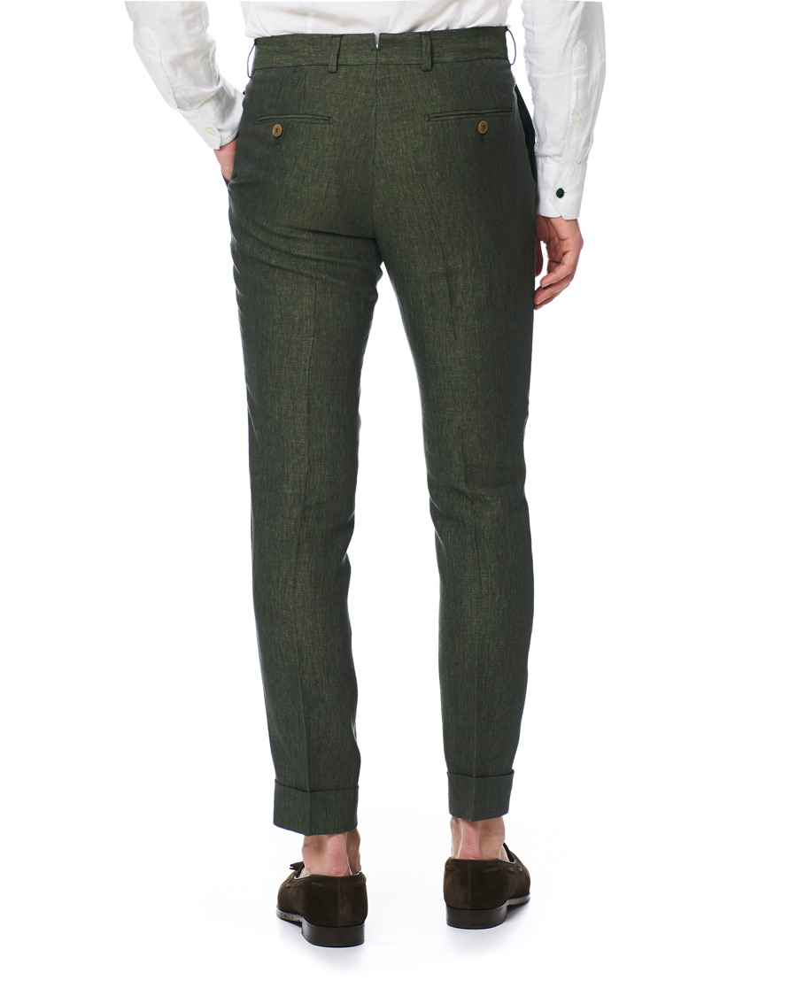 Herre | Bukser | Morris Heritage | Fred Linen Turn Up Trousers Green