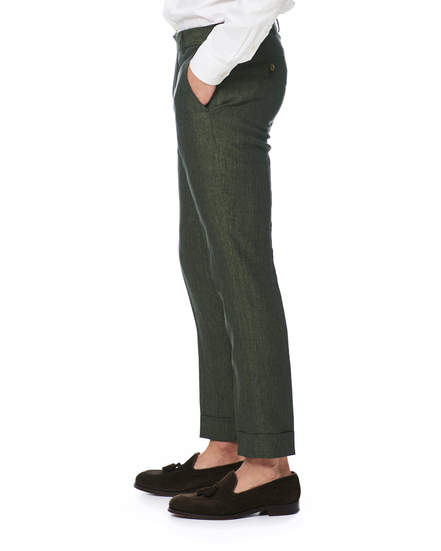 Herre | Bukser | Morris Heritage | Fred Linen Turn Up Trousers Green