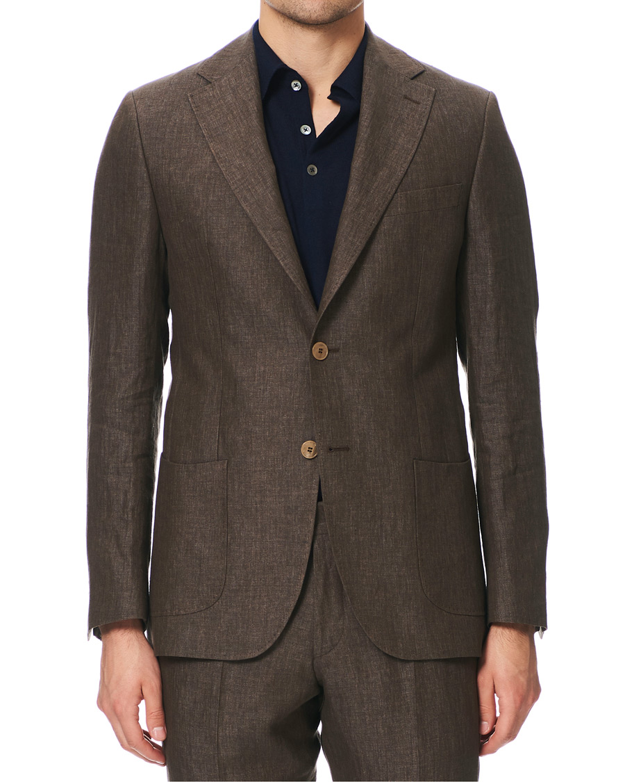 Herre | Dressjakker | Morris Heritage | Mike Patch Pocket Linen Blazer Brown