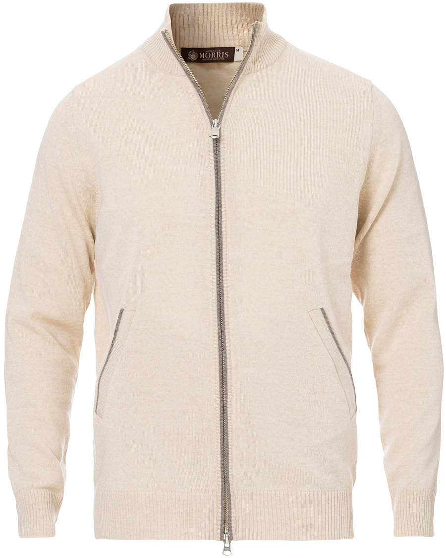 Herre | Gensere | Morris Heritage | Contrast Full Zip Cardigan Off White