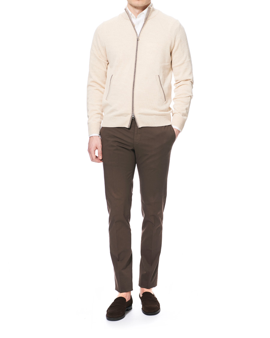 Herre | Gensere | Morris Heritage | Contrast Full Zip Cardigan Off White
