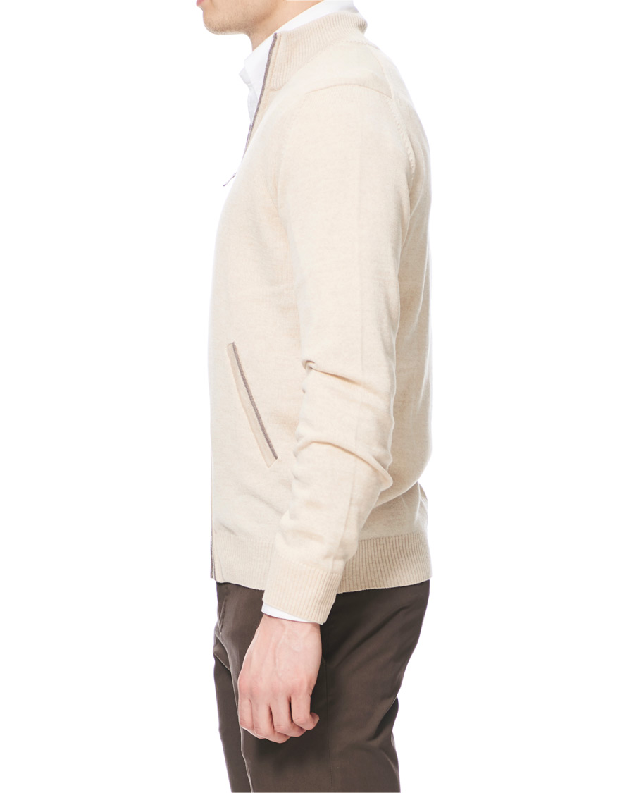 Herre | Gensere | Morris Heritage | Contrast Full Zip Cardigan Off White