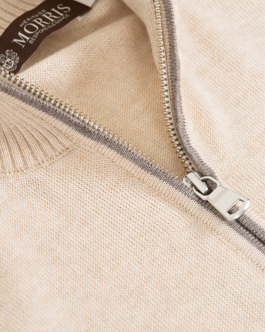 Herre | Gensere | Morris Heritage | Contrast Full Zip Cardigan Off White