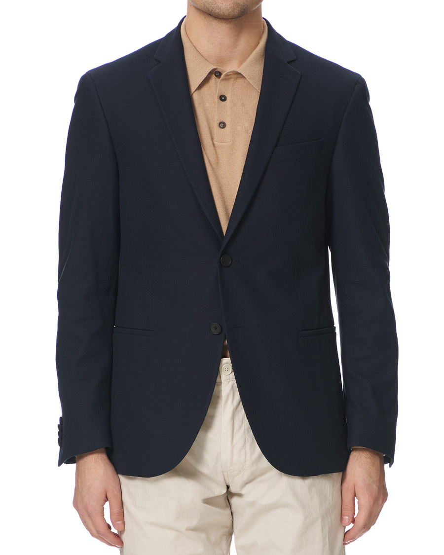 Herre | Dressjakker | BOSS BLACK | BOSS Norwin Structured Knitted Blazer Navy