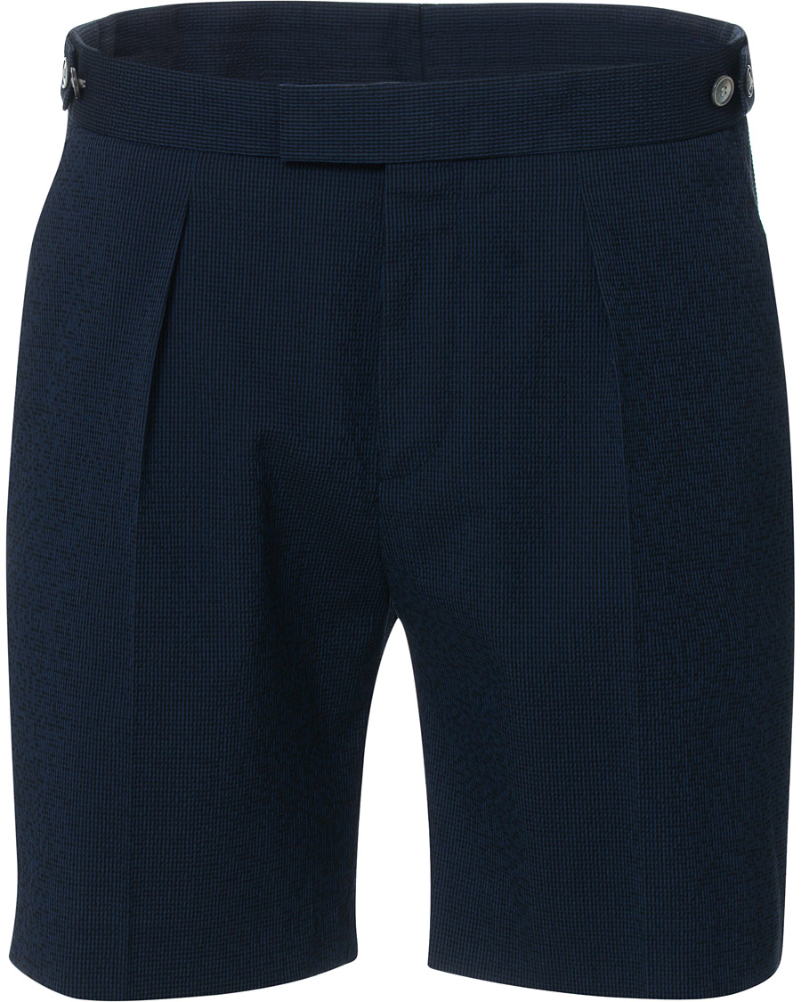 Herre | Shorts | BOSS BLACK | BOSS Pepe Pleated Seersucker Suit Shorts Open Blue