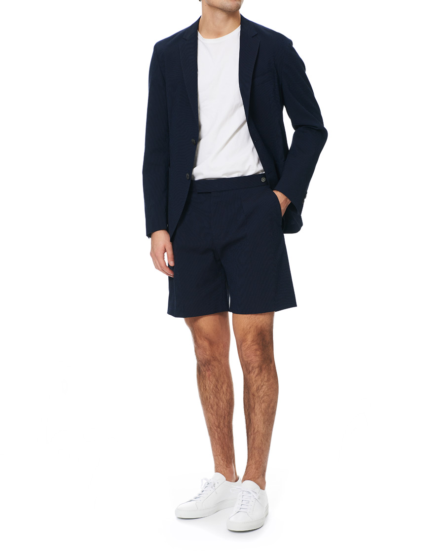 Herre | Shorts | BOSS BLACK | BOSS Pepe Pleated Seersucker Suit Shorts Open Blue