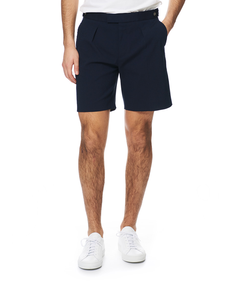 Herre | Shorts | BOSS BLACK | BOSS Pepe Pleated Seersucker Suit Shorts Open Blue