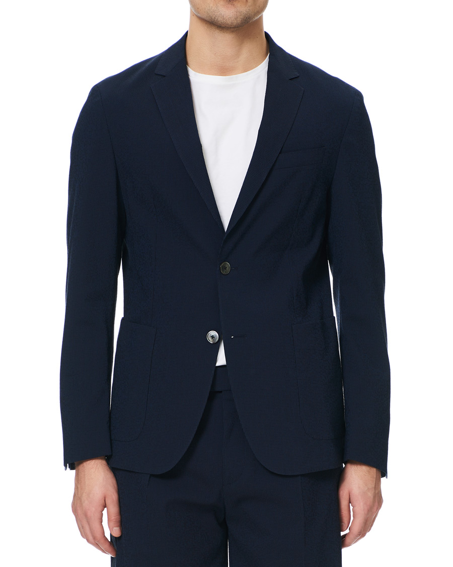 Herre | Dressjakker | BOSS BLACK | BOSS Nold Virgin Wool Seersucker Suit Blazer Open Blue