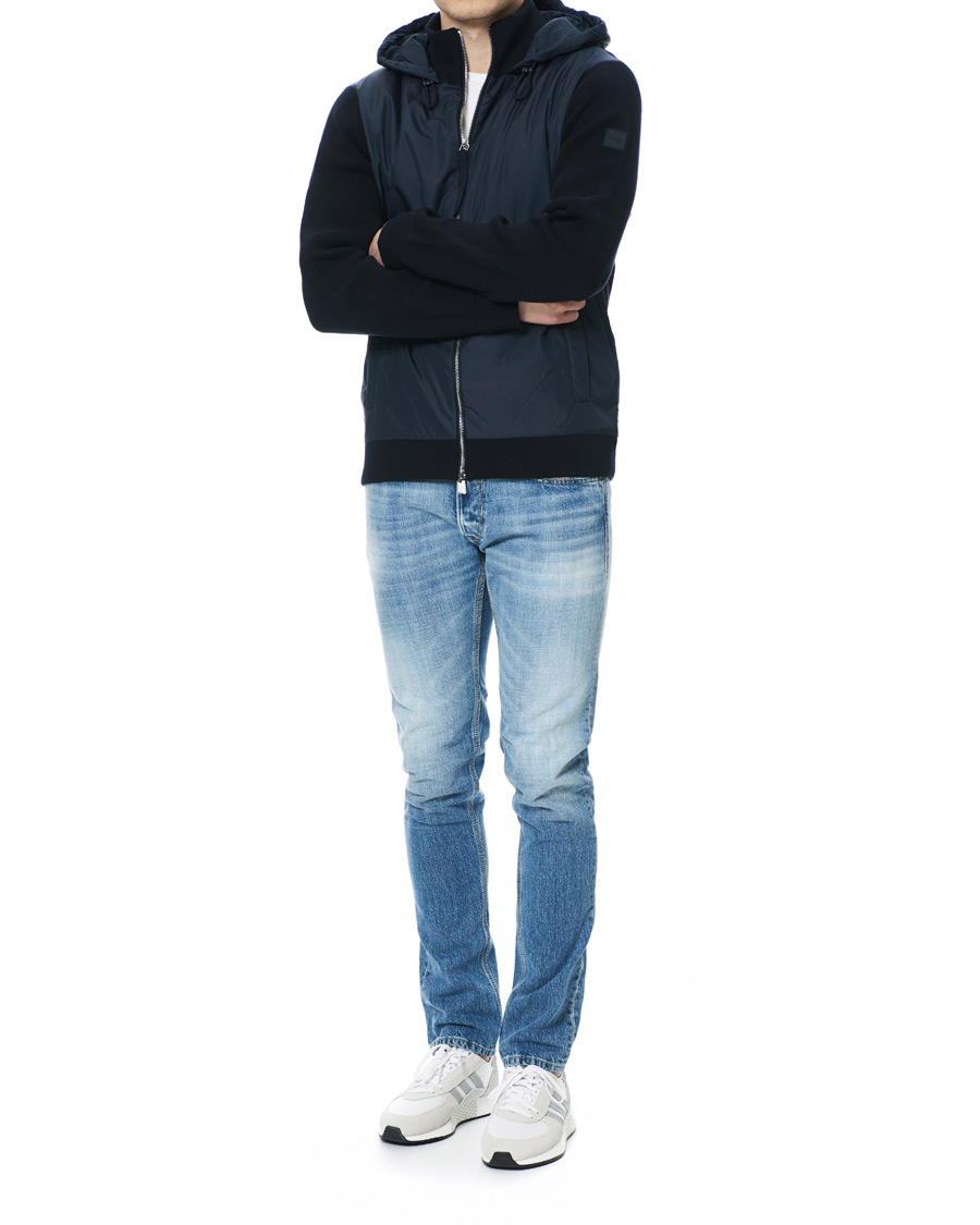 Herre | Jakker | BOSS BLACK | BOSS Ofabio Hybrid Knitted Full-Zip Hoodie Dark Blue