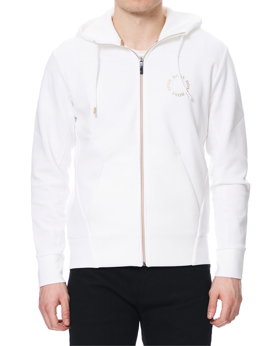 Herre | Gensere | BOSS GREEN | BOSS Athleisure Saggy Circle Full-Zip Hoodie White/Gold