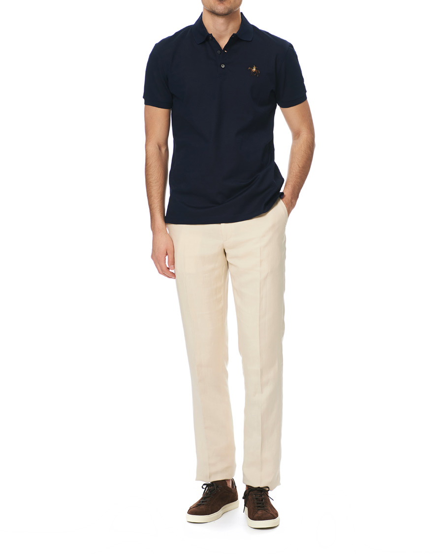 Herre | Bukser | Ralph Lauren Purple Label | Side-Adjuster Linen/Silk Trousers Beige