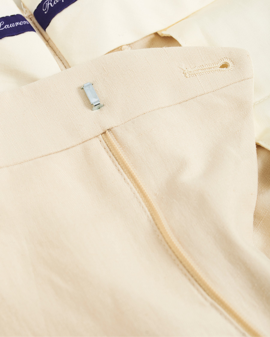 Herre | Bukser | Ralph Lauren Purple Label | Side-Adjuster Linen/Silk Trousers Beige