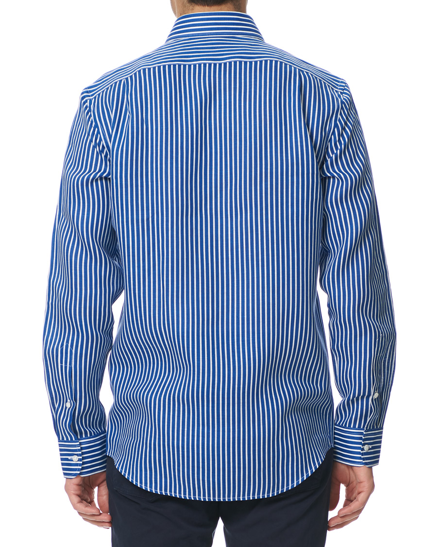 Herre | Skjorter | Ralph Lauren Purple Label | Bengal Stripe Linen Shirt Blue/White