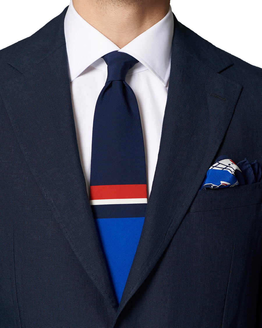 Herre | Ralph Lauren Purple Label Lighthouse Printed Pocket Square Navy | Ralph Lauren Purple Label | Lighthouse Printed Pocket Square Navy