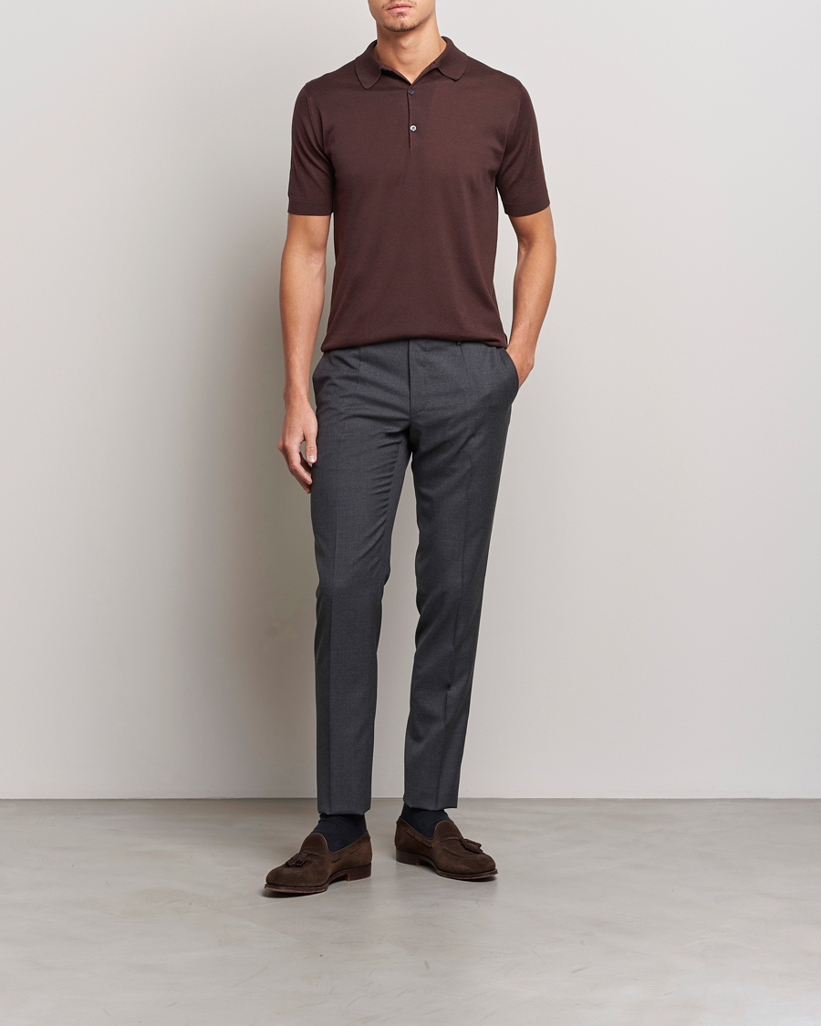 Herre | Pikéer | John Smedley | Adrian Slim Fit Sea Island Polo Coffee Bean