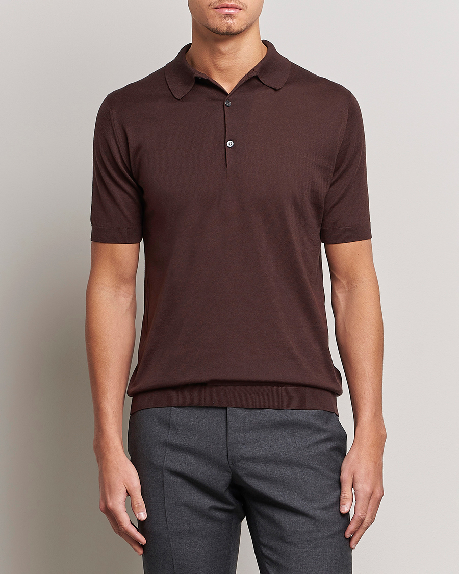 Herre |  | John Smedley | Adrian Slim Fit Sea Island Polo Coffee Bean