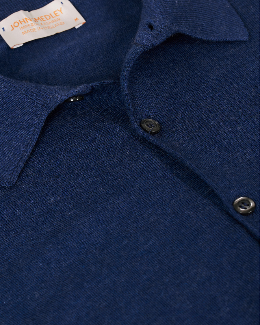 Herre | Gensere | John Smedley | Lanley Cotton/Cashmere Polo Pullover Indigo