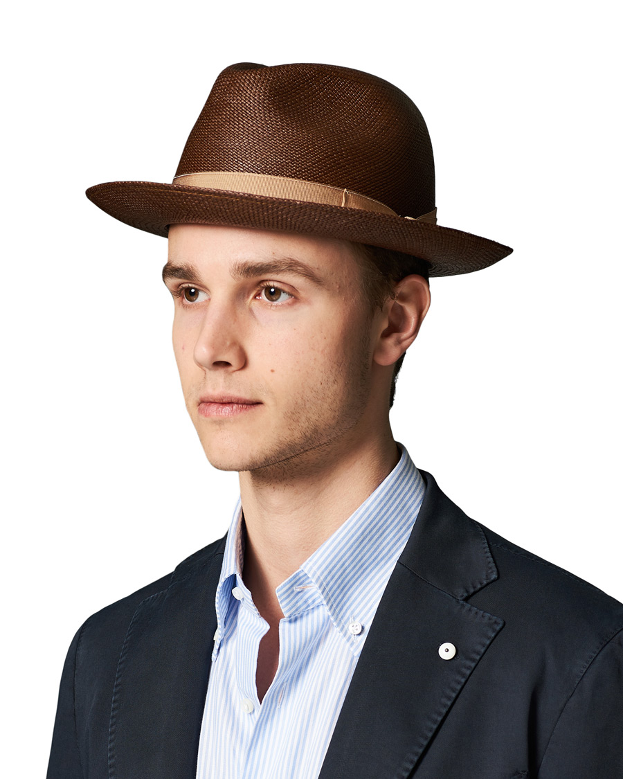 Herre | Borsalino Panama Quito With Medium Brim Brown/Beige | Borsalino | Panama Quito With Medium Brim Brown/Beige