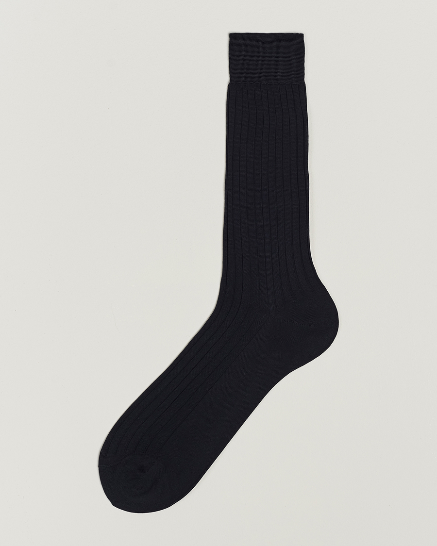 Herre | Undertøy | Bresciani | Cotton Ribbed Short Socks Navy