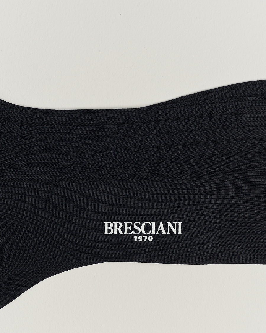 Herre | Bresciani | Bresciani | Cotton Ribbed Short Socks Navy