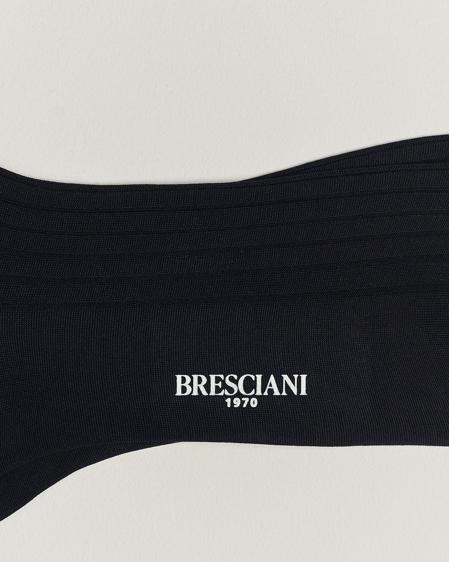 Herr |  | Bresciani | Cotton Ribbed Short Socks Navy