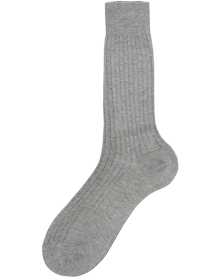 Herre | Undertøy | Bresciani | Cotton Ribbed Short Socks Light Grey