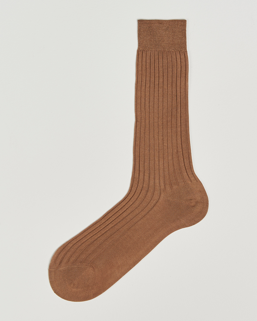 Herre | Undertøy | Bresciani | Cotton Ribbed Short Socks Light Brown