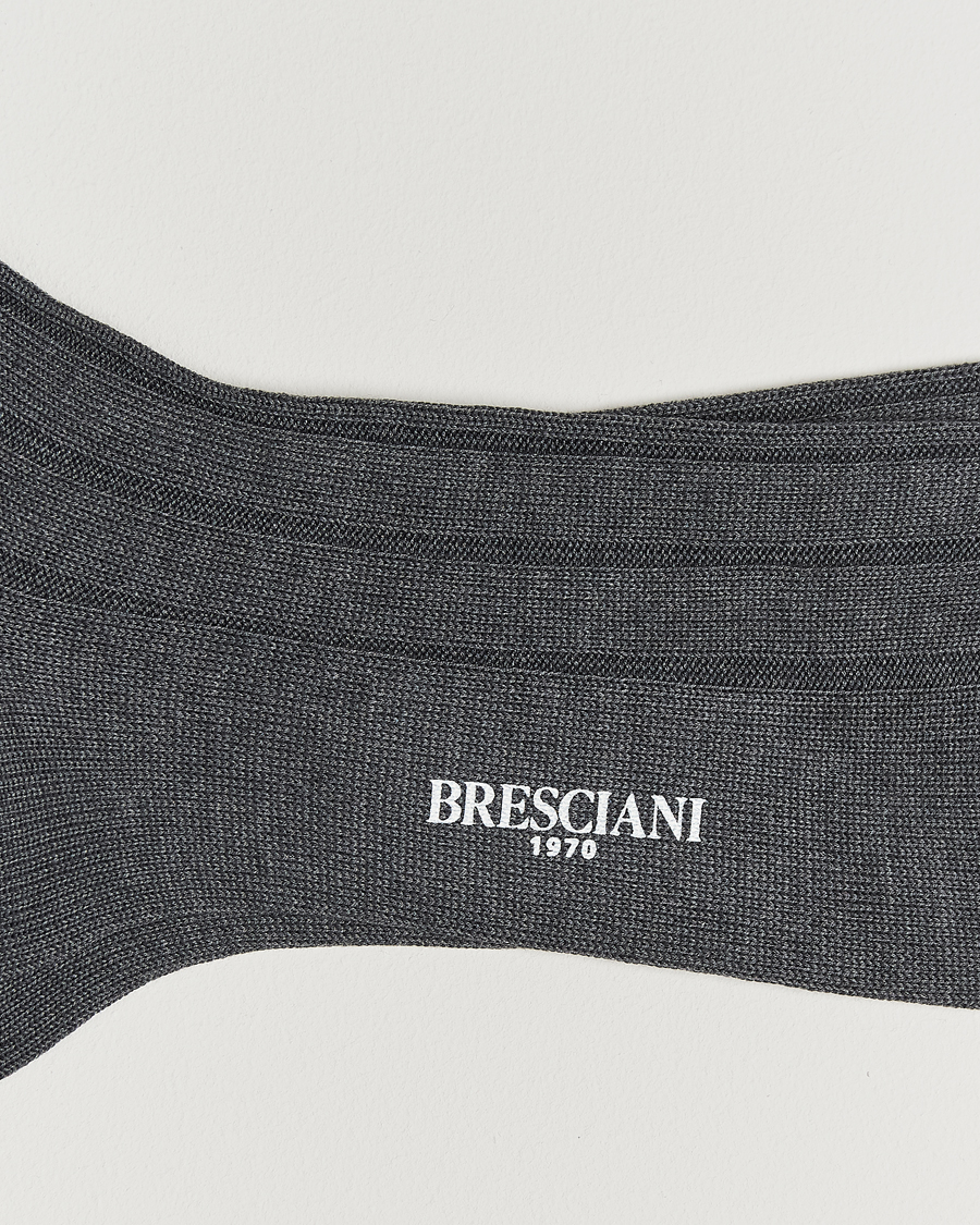 Herre | Undertøy | Bresciani | Wide Ribbed Cotton Socks Grey