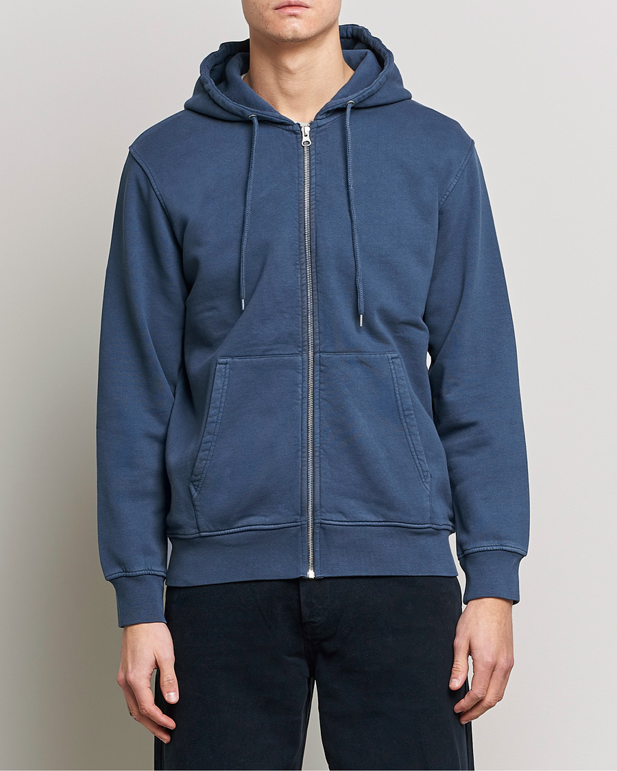 Herre | Klær | Colorful Standard | Classic Organic Full Zip Hood Petrol Blue