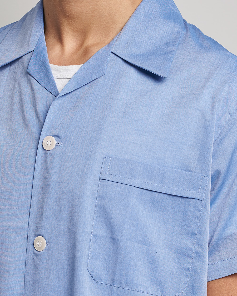 Herre | Pyjamaser og badekåper | Derek Rose | Shortie Cotton Pyjama Set Blue