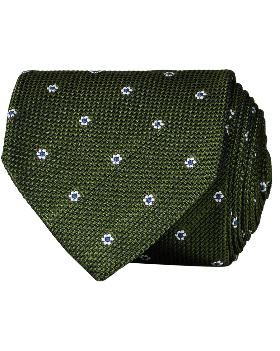 Herre | Drake's Silk Grenadine Woven 8 cm Tie Green | Drake's | Silk Grenadine Woven 8 cm Tie Green
