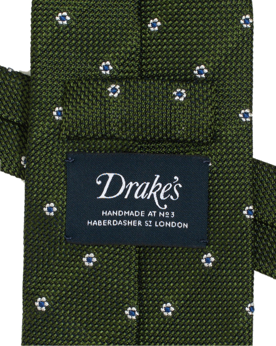 Herre | Drake's Silk Grenadine Woven 8 cm Tie Green | Drake's | Silk Grenadine Woven 8 cm Tie Green