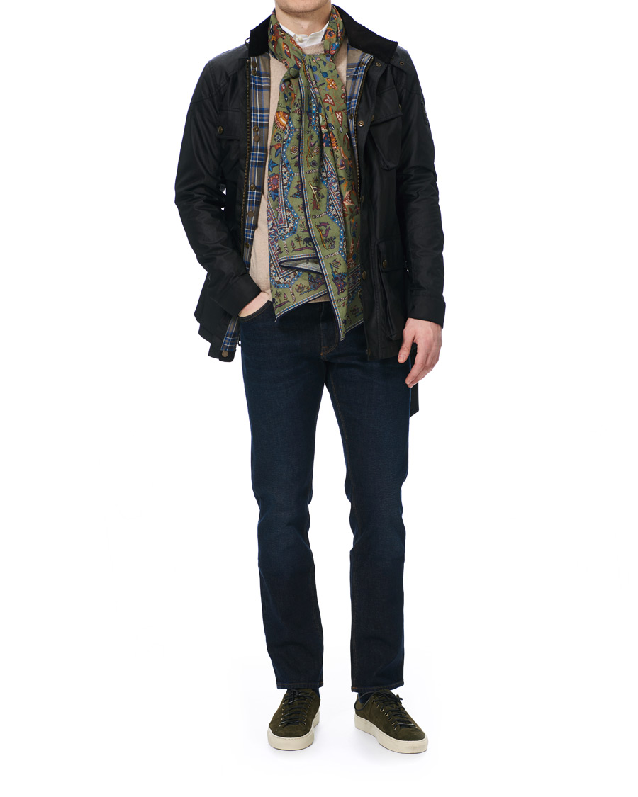 Herre | Drake's Cotton/Modal Moghul Scarf Soft Green | Drake's | Cotton/Modal Moghul Scarf Soft Green